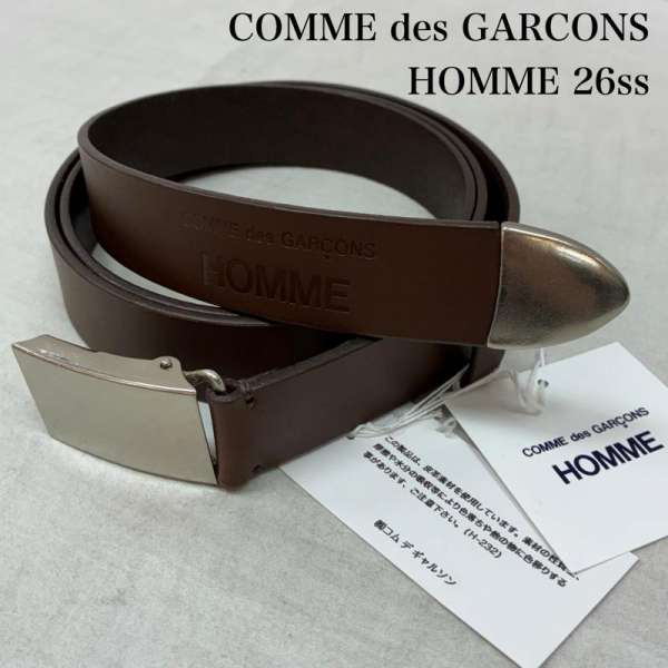 コムデギャルソンオム 26ss Cow Hide Steer Oil Smooth Belt カウハイド ステア オイル スムース レザー ベルト HQ-K301-051 メンズ FREE ISItems【USED】【古着】【中古】50157121