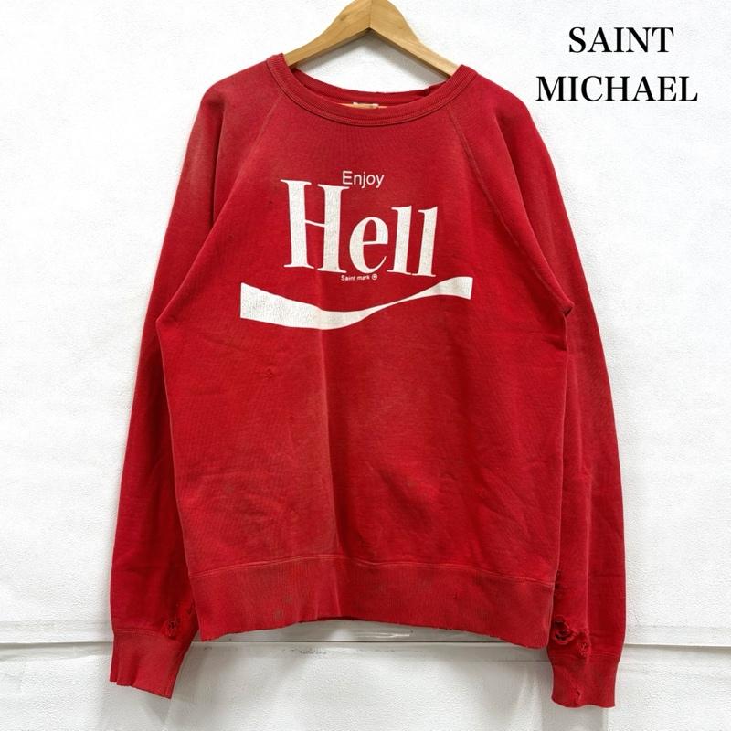 仙マイケル SAINT Mxxxxxx ENJOY HELL 汗水 調教師 ヴィンテージ 不都合 産業 ロゴタイプ 刷り上げる L【USED】【古着】【中古】50158691