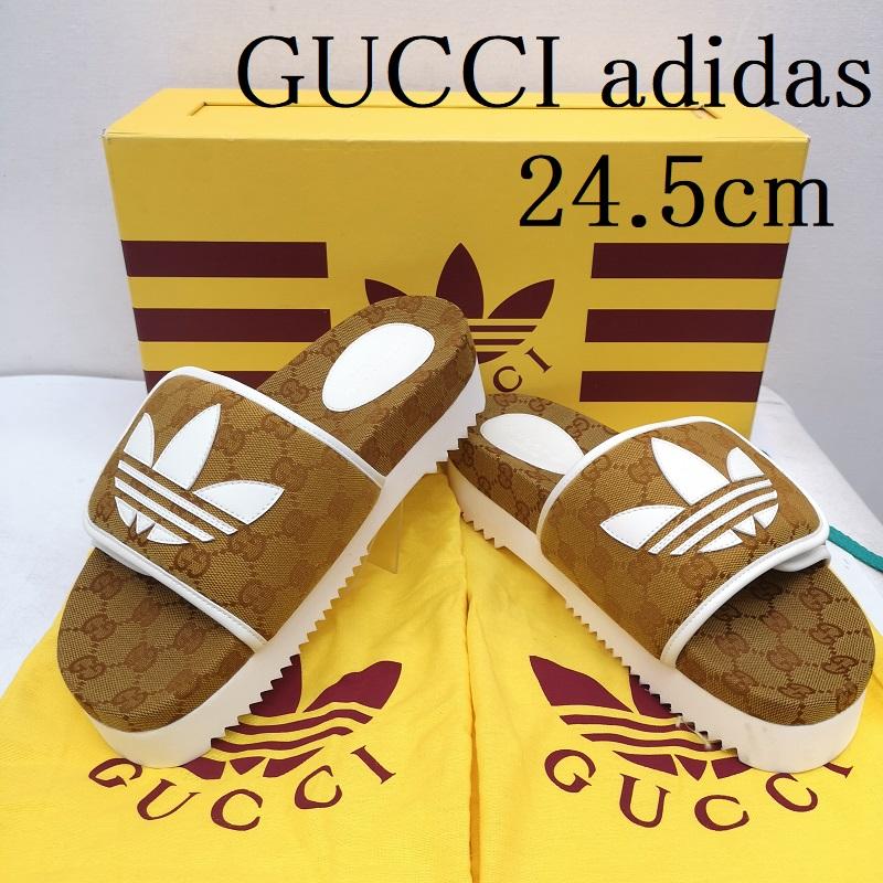 グッチ adidas 共同研究 プラットホーム サンダル GG帆布 大きさ39 レディース 24.5糎 ISItems【USED】【古着】【中古】50159654