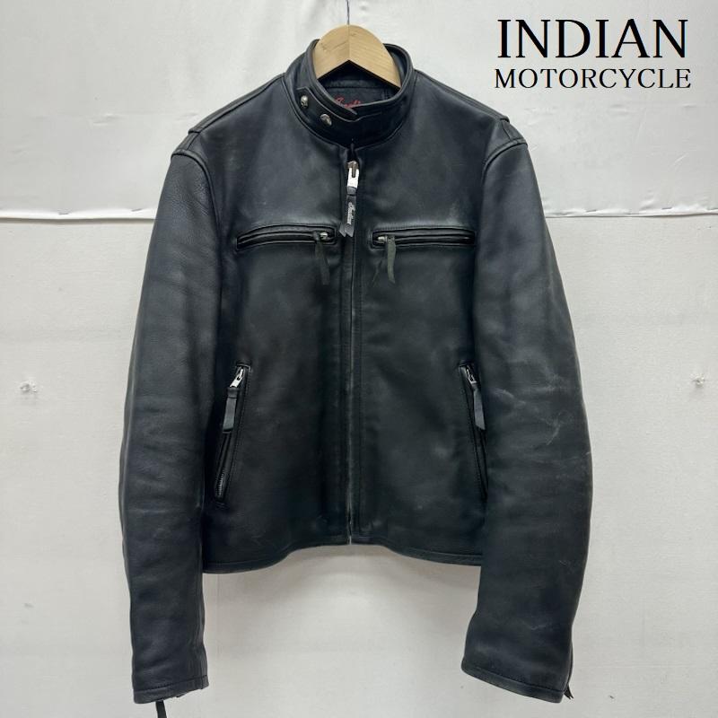 北米インディアン 自動二輪車 シングル ライダース なめし革 上衣 牛皮 メンズ 40 ISItems【USED】【古着】【中古】50159824