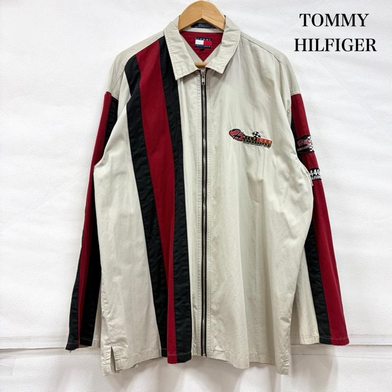 トミーヒルフィガー 90s vintage ヴィンテージ レーシングジャケット モトクロス ロゴタイプ 刺しゅう フルジップ ジップアップ 紋章 継ぎ切れ メンズ XL ISItems【USED】【古着】【中古】50160640
