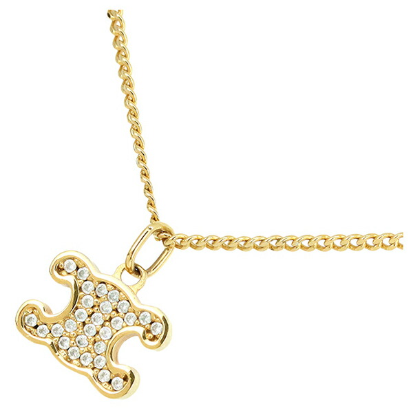 【10%OFF】 セリーヌ ネックレス トリオンフ ラインストーン GP ゴールド クリスタル CELINE セリーヌ ロゴネックレス レディース アクセサリー Necklace ブランド｜ACROSS～アクロス～
