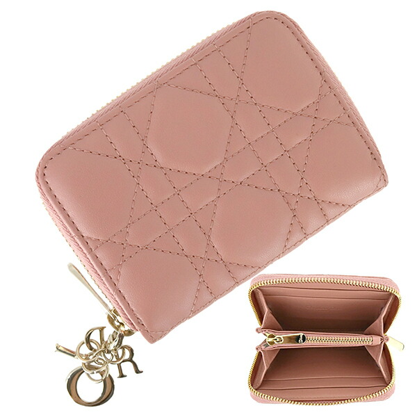 ディオール　コインケース　マイディオールグライシンウォレット　ピンク　カナージュ My Dior Glycine Wallet Powder Pink Cannage Lambskin | DIOR