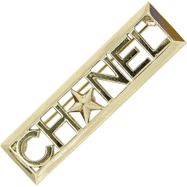 税込?送料無料】 シャネル ブローチ CHANELロゴ シャンパンゴールド GP