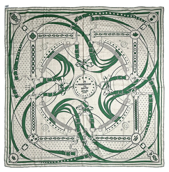 HERMES カレジュアン朝の散歩　ネイビー HERMES エルメス カレ140 ジェアン カシミヤ シルク 朝の散歩 La