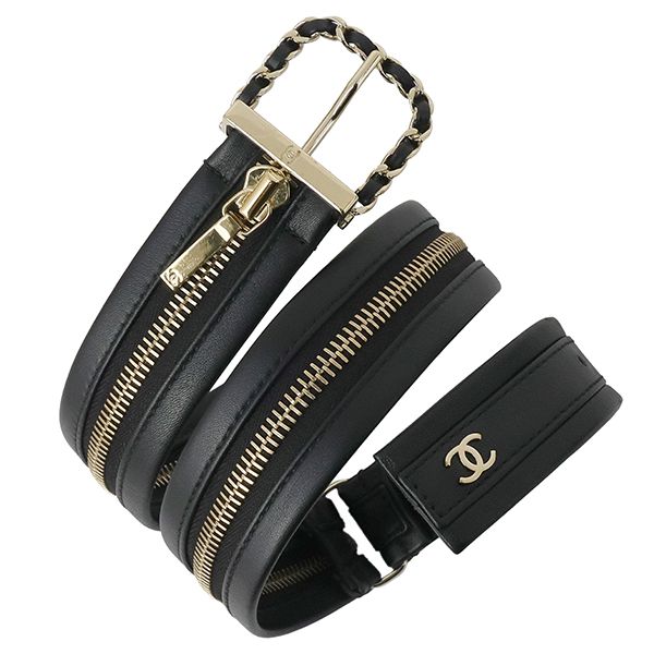 CHANELチェーンベルト　黒 ベルト - その他のアクセサリー | CHANEL