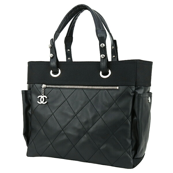CHANEL トートバッグ　☆美品 CHANEL パリビアリッツ MM トートバッグ ブラック シルバー