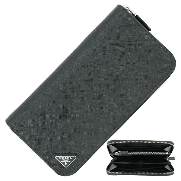 ぐるるるら　美品PRADA ブラック サフィアーノレザー 三角ロゴ長財布 PRADA プラダ 財布 サフィアーノレザー 三角ロゴ トライアングル