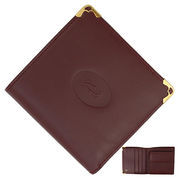 楽天市場】Cartier カルティエエンボスドゥーブルCロゴ 二つ折り財布