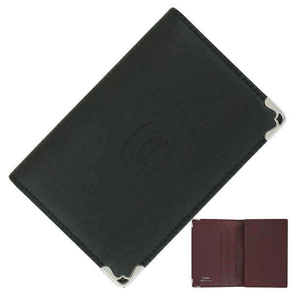 【美品】カルティエ　カードケース　二つ折り　ブラック　マストライン　札入れ 美品】カルティエ カードケース 二つ折り ブラック マストライン