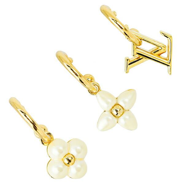 【5%OFF】 ルイヴィトン ピアス LVフローラグラム セット3 メタル レジン ゴールド ホワイト LVロゴ モノグラムフラワー 3点セット LOUIS VUITTON ルイヴィトン ロゴピアス レディース スタッド 小物 アクセサリー ブランド|ACROSS~アクロス~