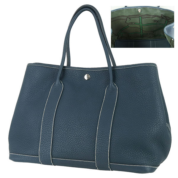 【超美品】本物 エルメス 新型 ガーデンパーティー 黒 × グレー トート エルメス(HERMES)エルメス ガーデンパーティPM トートバッグ