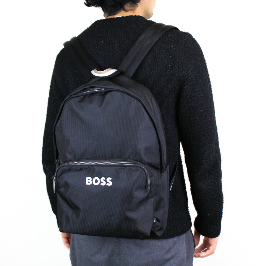 BOSS ブラック リュック・バックパック　稀少、美品。 BOSS（ボス）の「モノグラムプリント バックパック（バック