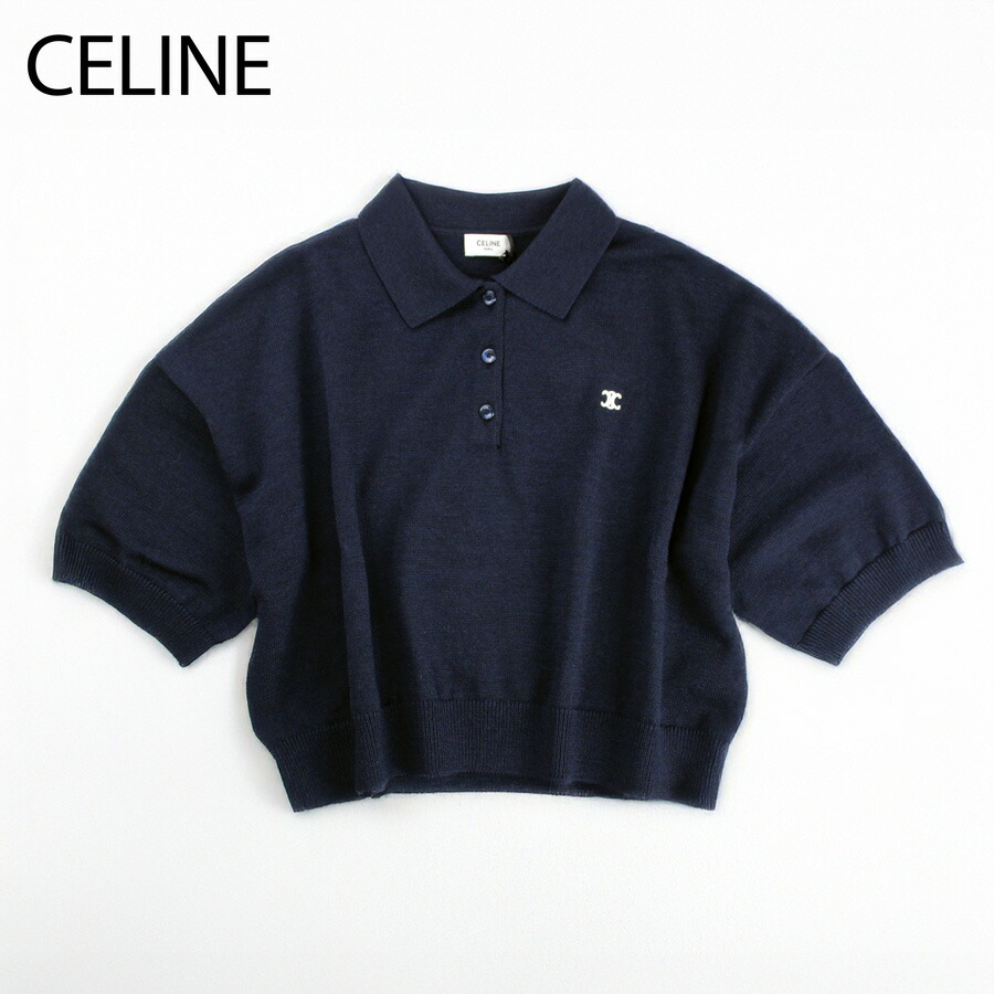 CELINE ストライプポロシャツ Lサイズ ネイビー/レッド CELINE ストライプポロシャツ Lサイズ ネイビー/レッド CELINE