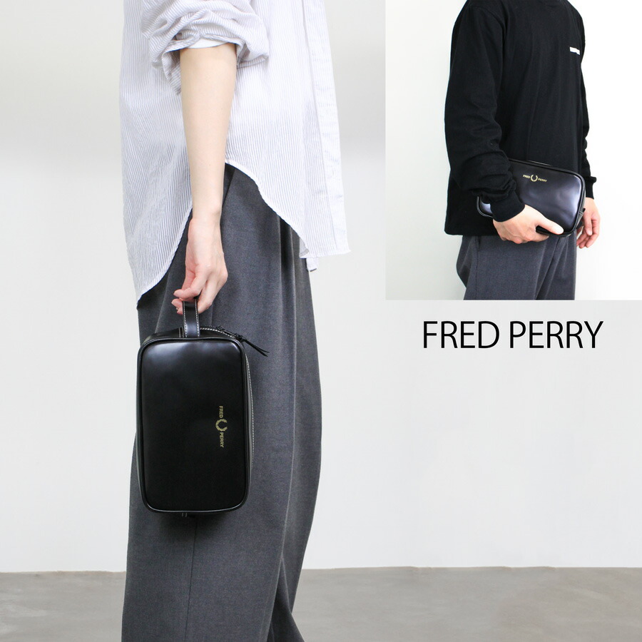 現行 フレッドペリー レザーポーチバッグ ショルダーバッグ 月桂樹 ブラウン Tumbled Leather Side Bag(1SZ 102：BLACK): | FRED PERRY JAPAN