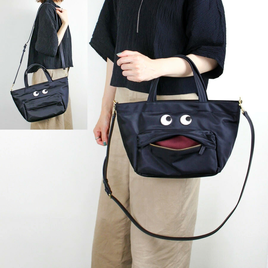 ANYA HINDMARCH アニヤ・ハインドマーチ (193511) EYES アイズ ナイロン E/W トート ミニ ショルダーバッグ ハンドバッグ 2WAY ナイロン レディース 軽量 【2025年秋冬新作】2025AW 梅雨|Brand Ambassador 店