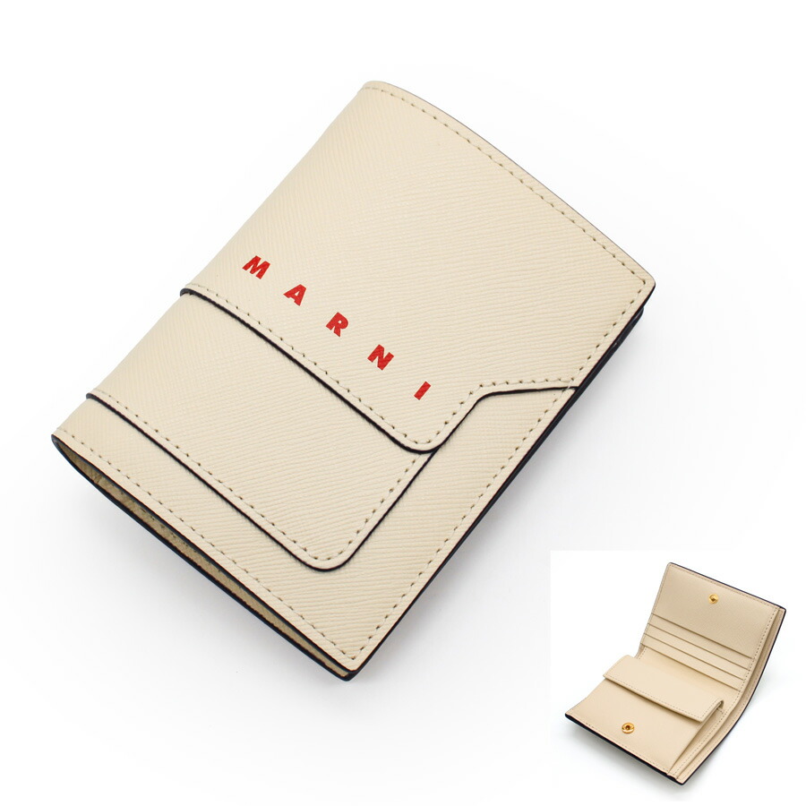 MARNI ホワイトレザー 二つ折り財布 ホワイト サフィアーノレザー 二つ折りウォレット | Marni
