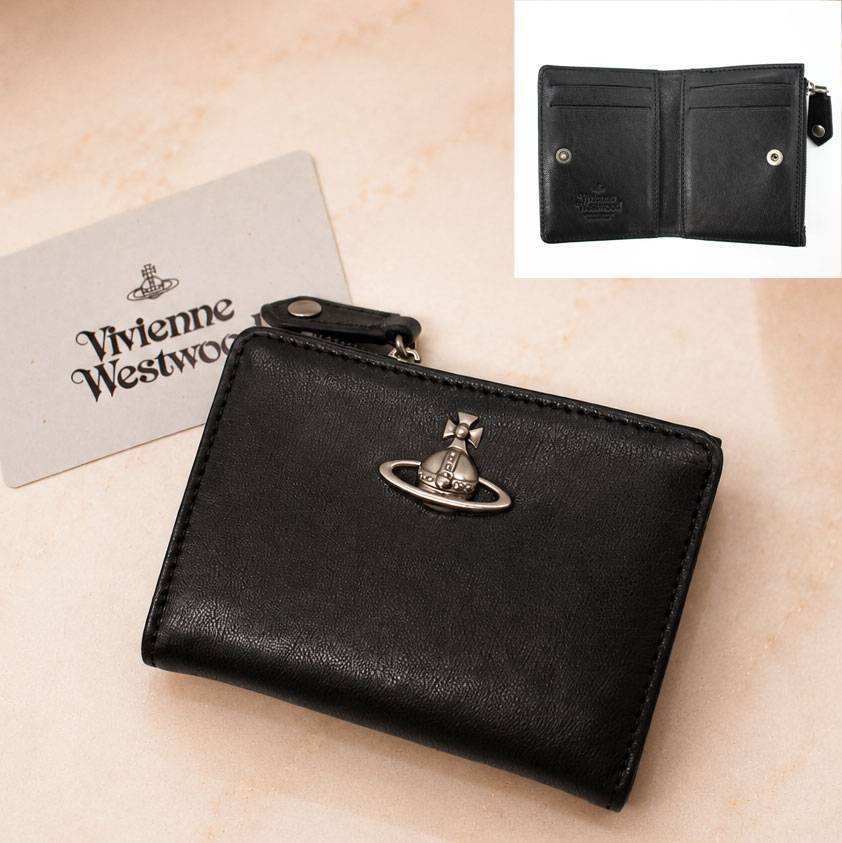 Vivienne Westwood ヴィヴィアンウエストウッド (54020010W L00BX)カードケース 二つ折り財布(札入れ無し) SLIM FLAP CARD HOLDER SUPPLE LEATHER レディース レザー メタルオーブ ミニ財布 小銭入れ コインケース【2026年秋冬新作】|Brand Ambassador 店
