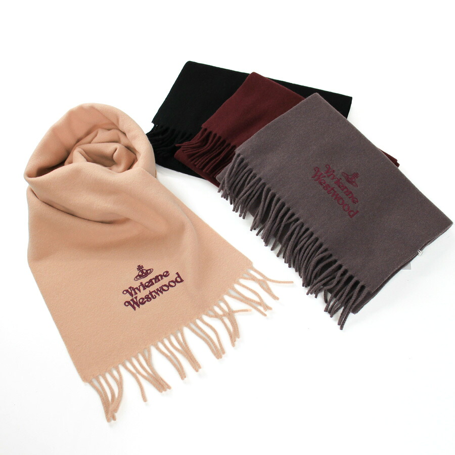 Vivienne Westwood (81030007W00Q7AB)ヴィヴィアンウエストウッド EMBROIDERED LOGO マフラー スカーフ　ストール レディース メンズ　ユニセックス ロゴ刺繍 　【2025年秋冬新作】｜Brand Ambassador 店 11,300円