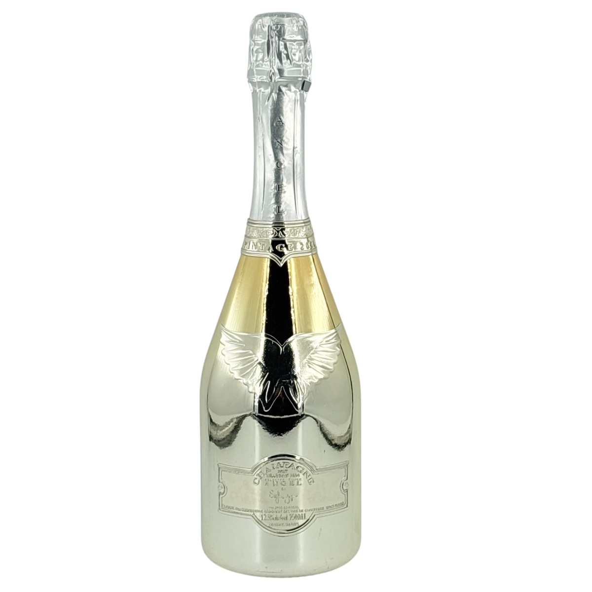 塗装ヤケあり エンジェル シャンパン ヴィンテージ 2004 750ml 箱なし プラチナ シルバー ビンテージ フランス 辛口 スパークリングワイン シャンパーニュ ANGEL CHAMPAGNE Vintage Blue 酒類 未開栓【中古】 23020700AS