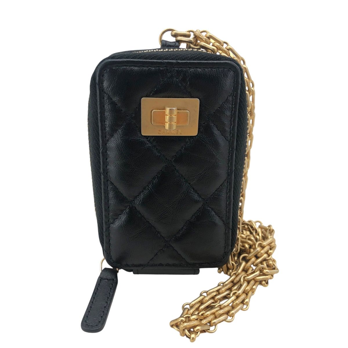 【中古】 CHANEL シャネル 上半身御徒面子 酉の方角合切袋 2.55 マトラッセ チェーン店 合切袋 ギャランティー レディース 黒いこと25013629MY