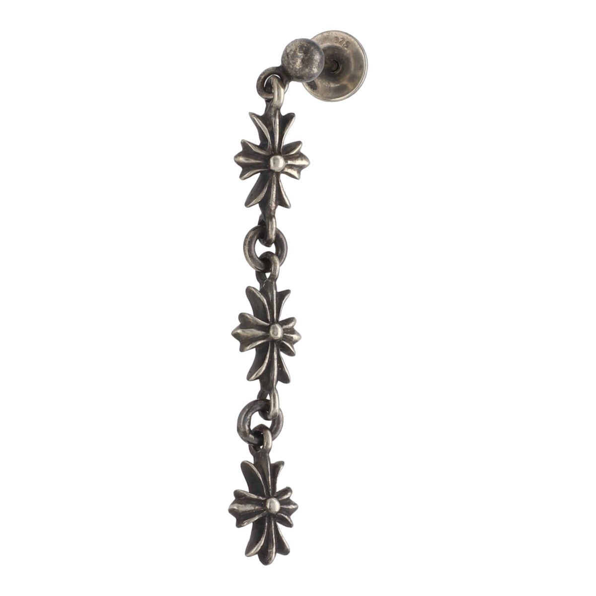 【中古】 CHROME HEARTS クロムハーツ タイニーE CHつけ加える 3落っこちるピアス SV925 しろがね色 3連 はりつけ台 イヤリング 24027189 RS