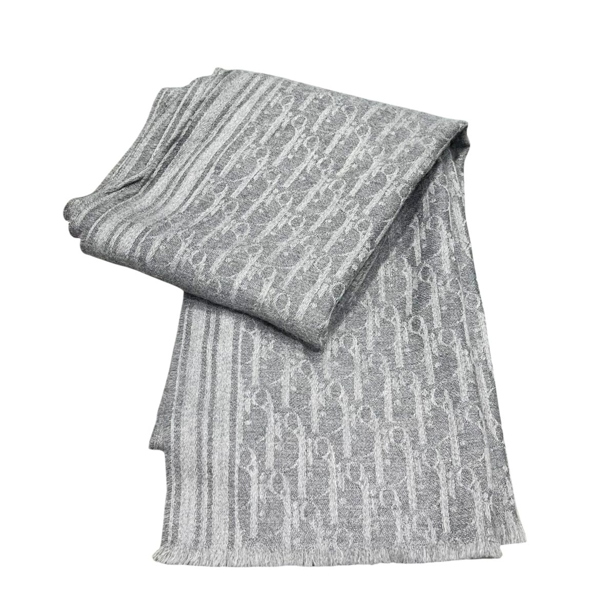 クリスチャンディオール　ニット　マフラー　ウール　ロゴ　モノトーン Christian Dior ディオール ウール×カシミア ロゴ マフラー