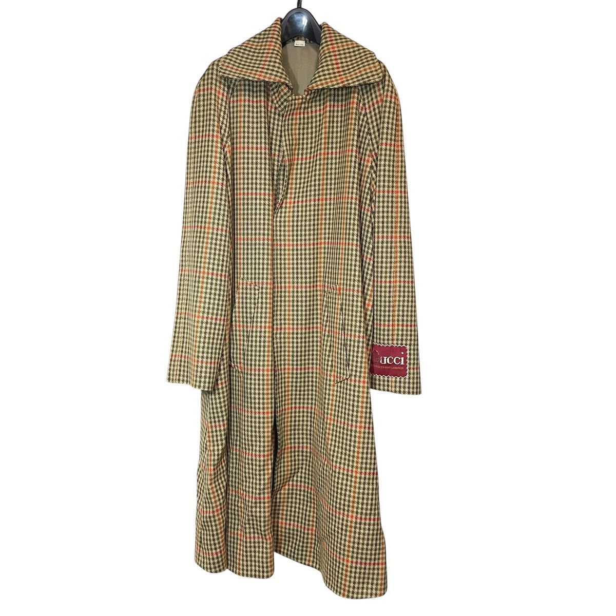 【中古】GUCCI グッチ 袖ラベル チェックコート 643805 ZAC1I サイズ44 ブラウンメンズ コート 24012753 RD