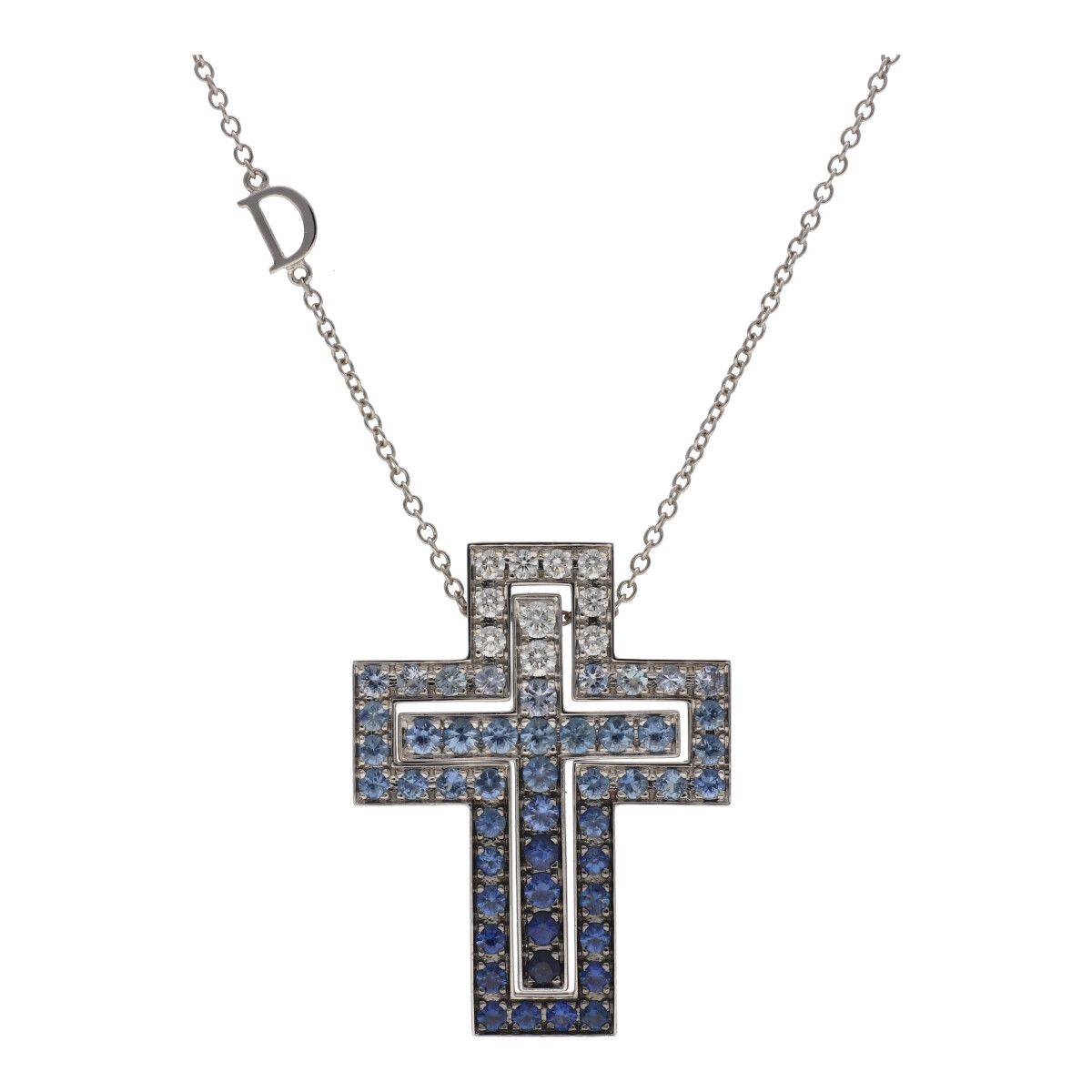 【中古】 Damiani ダミアーニ 呼びりん時代 アイスバーグレタス M 20088476 K18WG 白いことゴールド 金剛石 青碧サファイア 首飾り シャンデリヤ 並み並み 24014491 RS