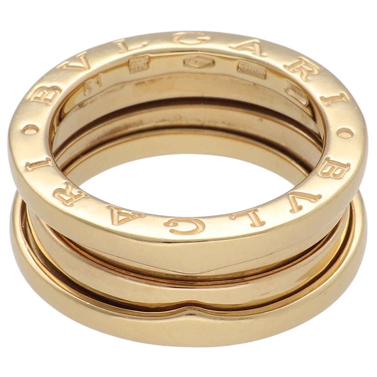 【中古】 BVLGARI ブル小峡谷 ビーゼロワン 輪っか 指環 K18YG 750 3周波数帯域 大いさ51 黄色ゴールド メンズ レディース 24018072 AO