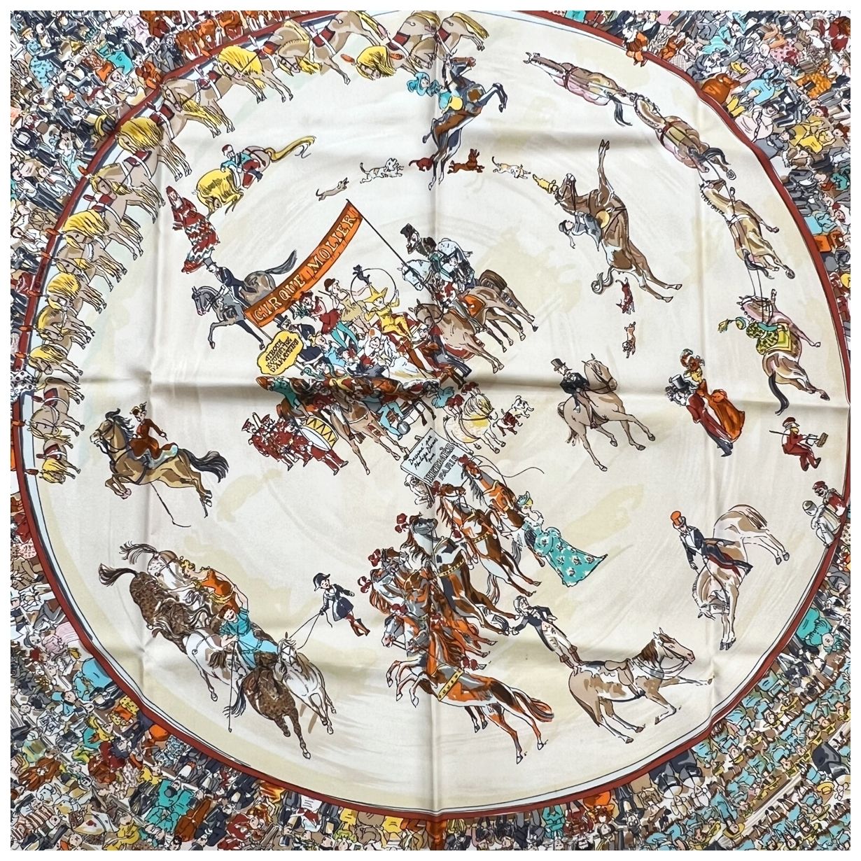 【中古】 HERMES エルメス カレ90 CIRQUE MOLIER モリエサーカス ベージュ シルク スカーフ サーカス レディース 25029246 HO