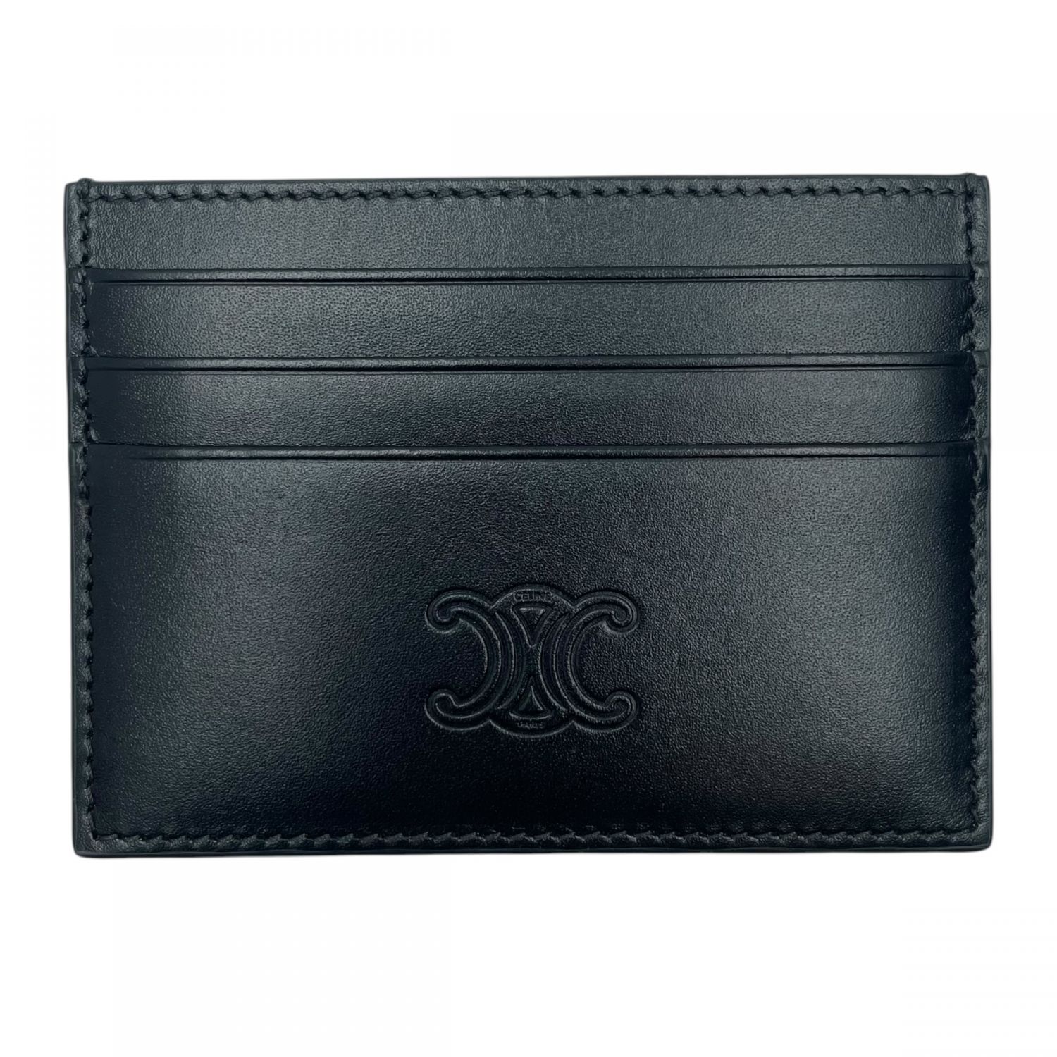 【中古】 CELINE セリーヌ 10K913FQ7.38SI ラージ 歌留多保持者 名刺入れ トリオンフ エン主任者産業サテンドカーフスキン 黒いこと  26014991 SA