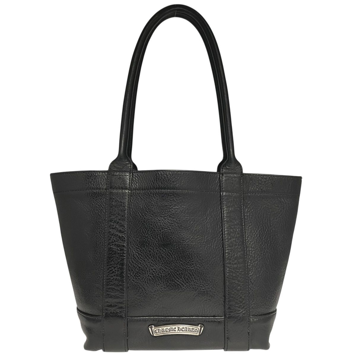 【中古】 CHROME HEARTS クロムハーツ トート ミニ スクロール付け紙 なめし革 黒いこと しろがね色 トートバッグ ハンドバック 25005478 RS