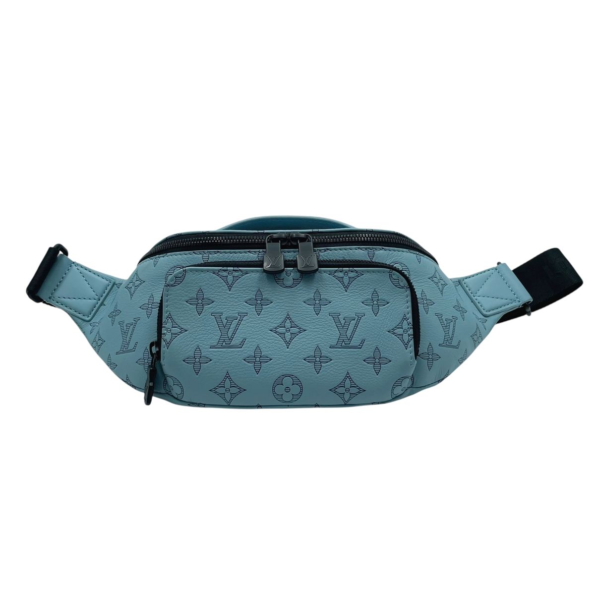 【中古】LOUIS VUITTON ルイ・ヴィトン ラッシュ・バムバッグ M14782 モノグラム･シャドウ カーフレザー ブルー メンズ スリングバッグ 25012924 RD