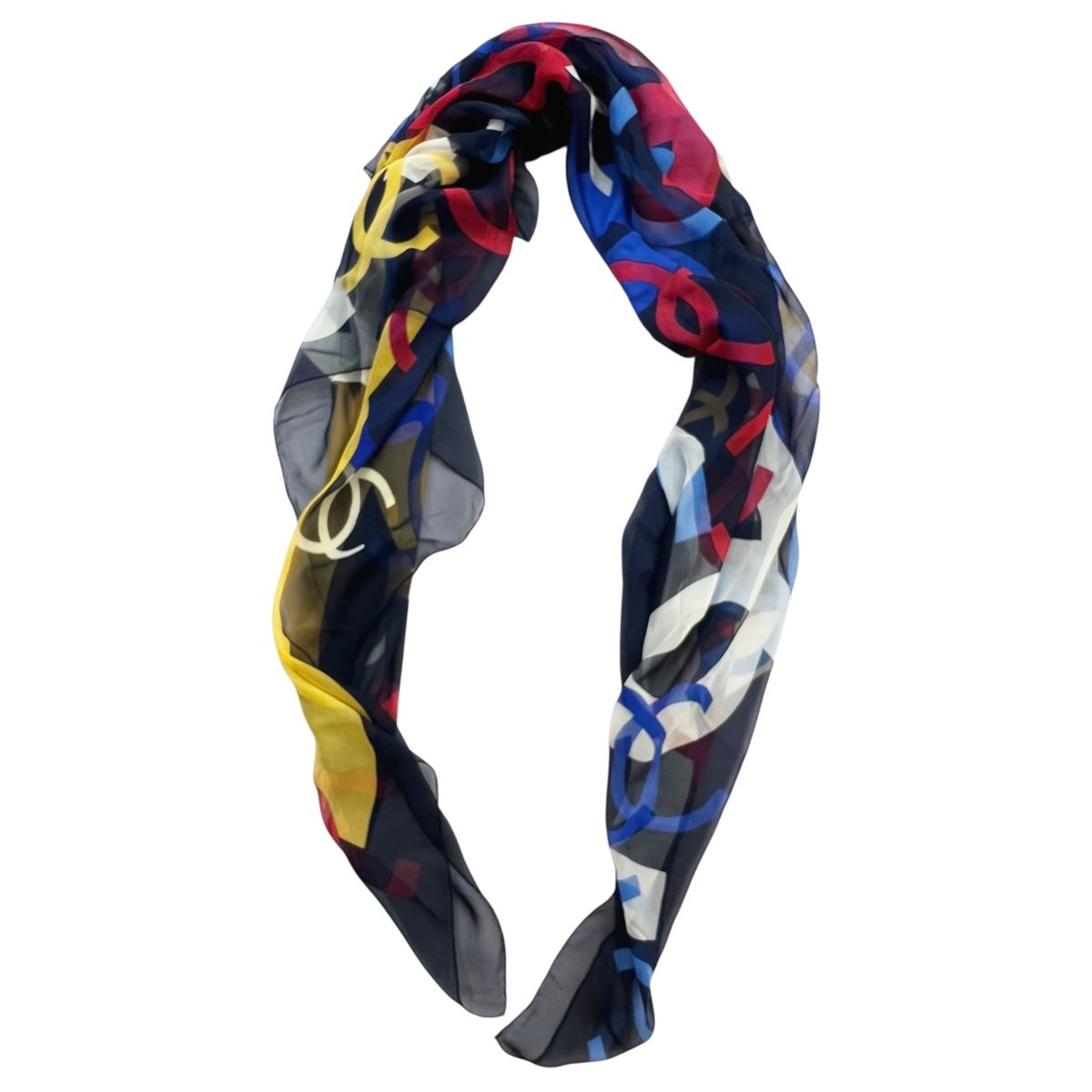 シャネル スカーフ 大判 チェーン CHANEL ココマーク ネイビー 紺 CHANEL - シャネル CHANEL ツイリー ココマーク スカーフ シルク