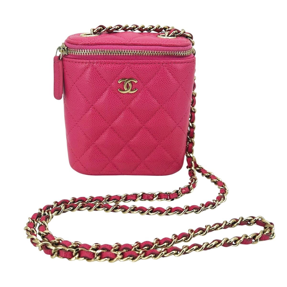 【中古】 CHANEL シャネル マトラッセ キャビアスキン チェーンショルダーバッグAP2195 バニティ ショルダーポーチ29番台 ピンク ゴールド金具 レディース 25001287 SA