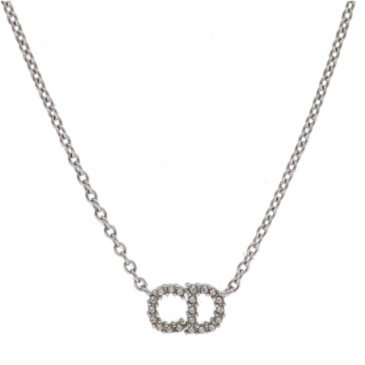 【中古】 Christian Dior ディオール CLAIR D LUNE ネックレス N3523WOMZI_D009 シルバー CDロゴ ラインストーン ペンダント 26007399DS|歌舞伎屋 X シルバーバンク