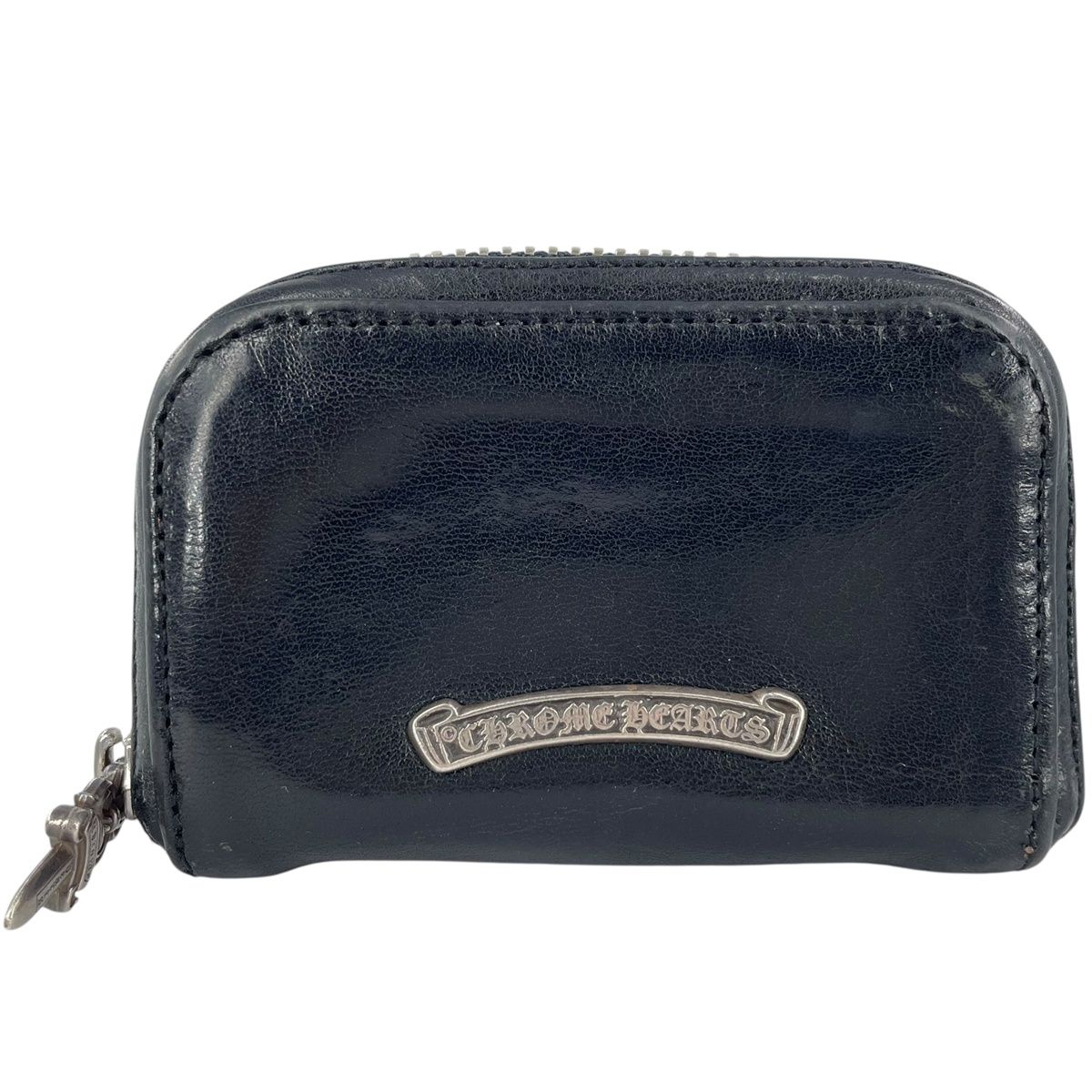 【中古】 CHROME HEARTS クロムハーツ コインケース なめし革 黒いこと しろがね色 ダガージップ ラウンドチャック 御釣り入れ 銭入れ 25032942 RS
