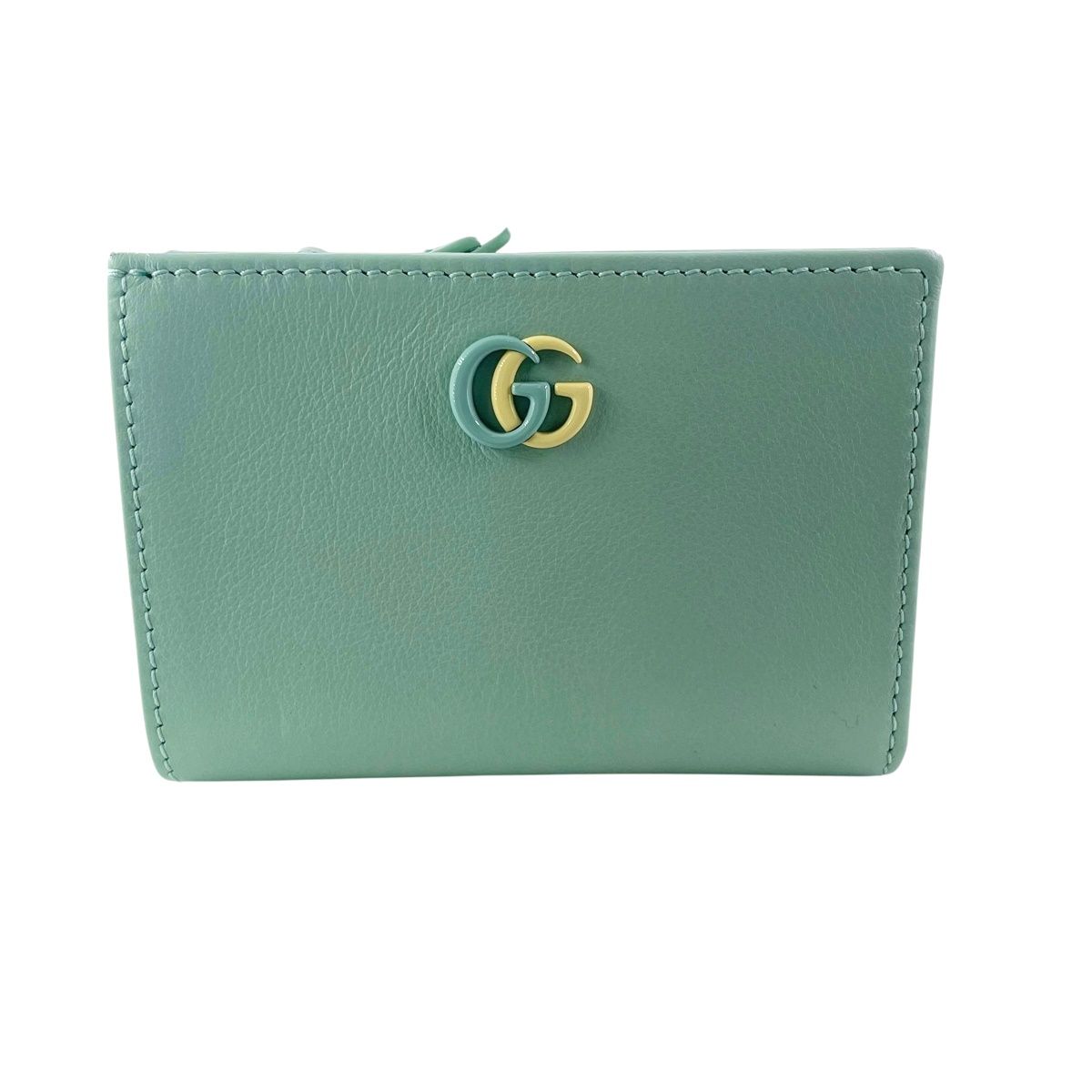 【GUCCI 】　グリーン レザー　 二つ折り財布　【春夏カラー】 ダブルG 二つ折りウォレットグリーン レザー | GUCCI公式