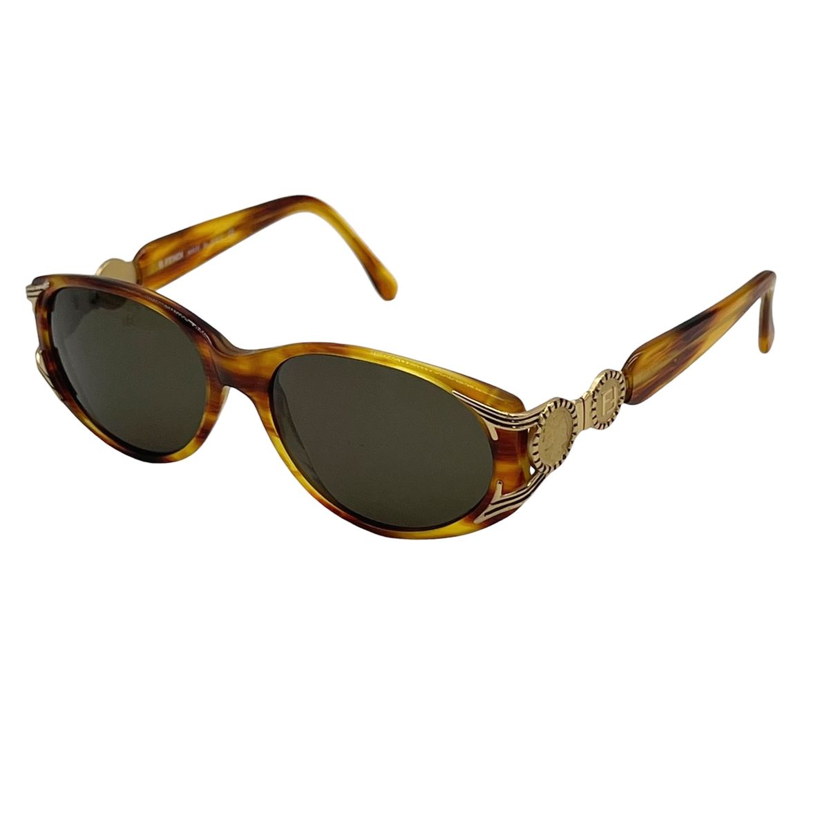 【中古】 Fendi フェンディ サングラス FS292 ズッカ ヴィンテージ FFコイン メダリオン サングラス べつ甲 54□17 ブラウン系 レディース 26011184 CA｜歌舞伎屋 X シルバーバンク