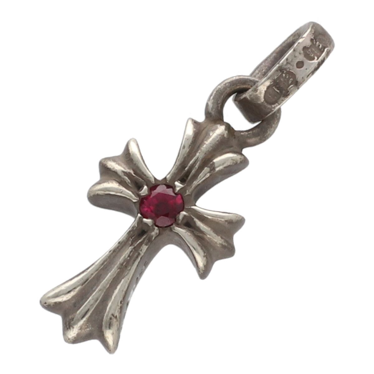 【中古】 CHROME HEARTS クロムハーツ ベイビーファットクロス SV925 両面ルビー しろがね色 首飾り シャンデリヤ いの一番 惹きつける もの言う花 24027647 RS