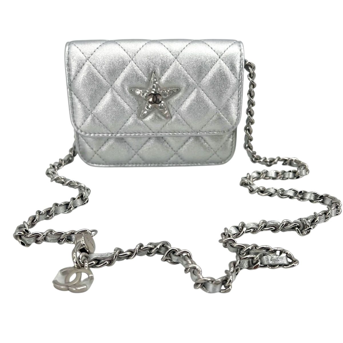 【中古】 CHANEL シャネル ミニマトラッセ チェーン ショルダーバッグ ココマーク スター シルバー ラインストーン イヤーズ ギフト シルバー金具 レディース 25014072 SA|歌舞伎屋 X シルバーバンク