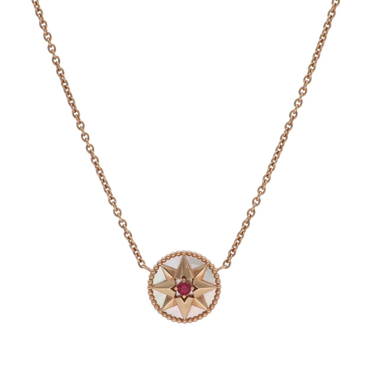 【中古】 Christian Dior ディオール ローズ デ ヴァン メダリオン ネックレス K18PG ピンクゴールド マザーオブパール 26009002DS