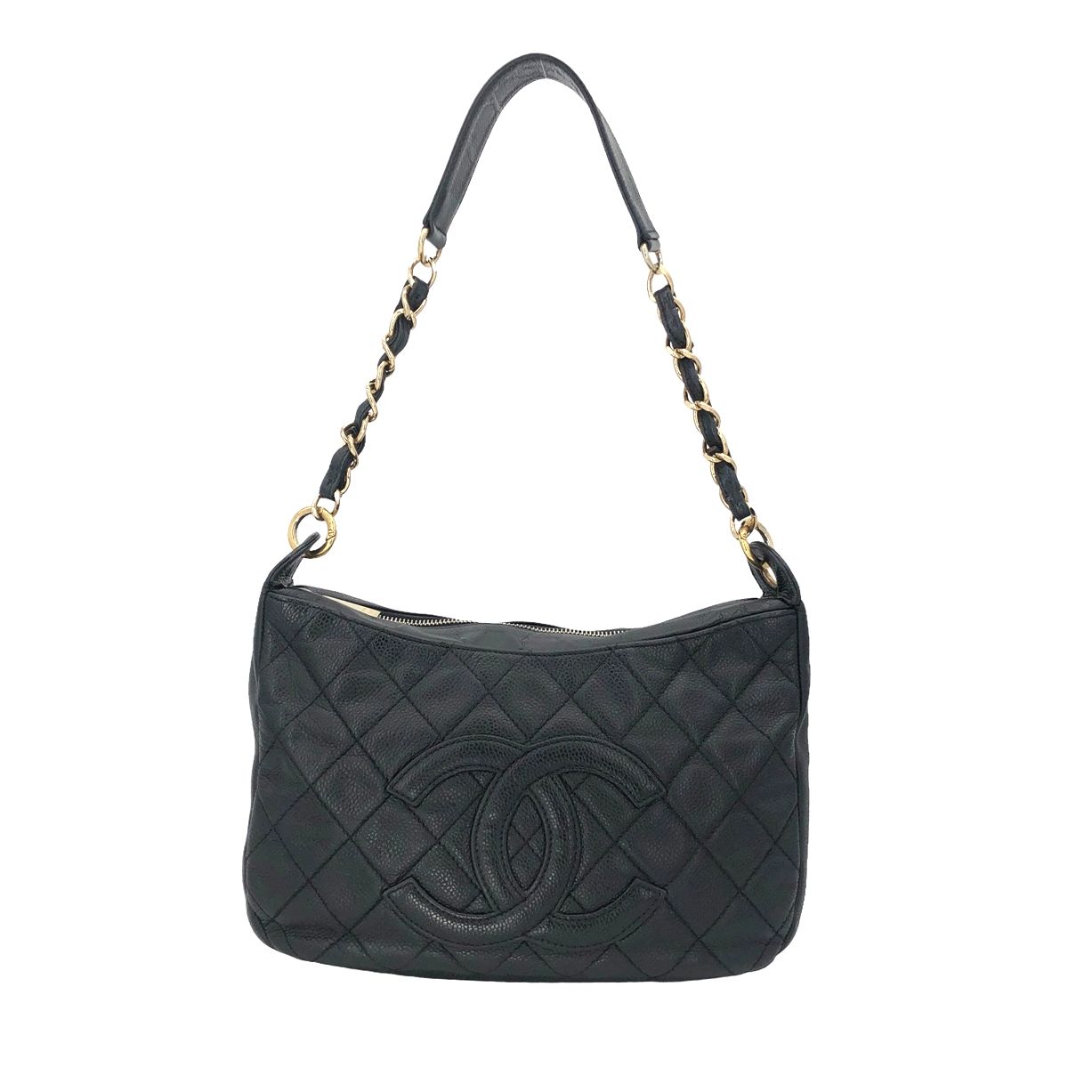 【中古】 CHANEL シャネル トラッセ チェーン ハンドバッグ A20993 バッグ ワンショルダー キャビアスキン ココマーク ブラック レザー シール 7番台 ヴィンテージ レディース キルティング 23026533 AO
