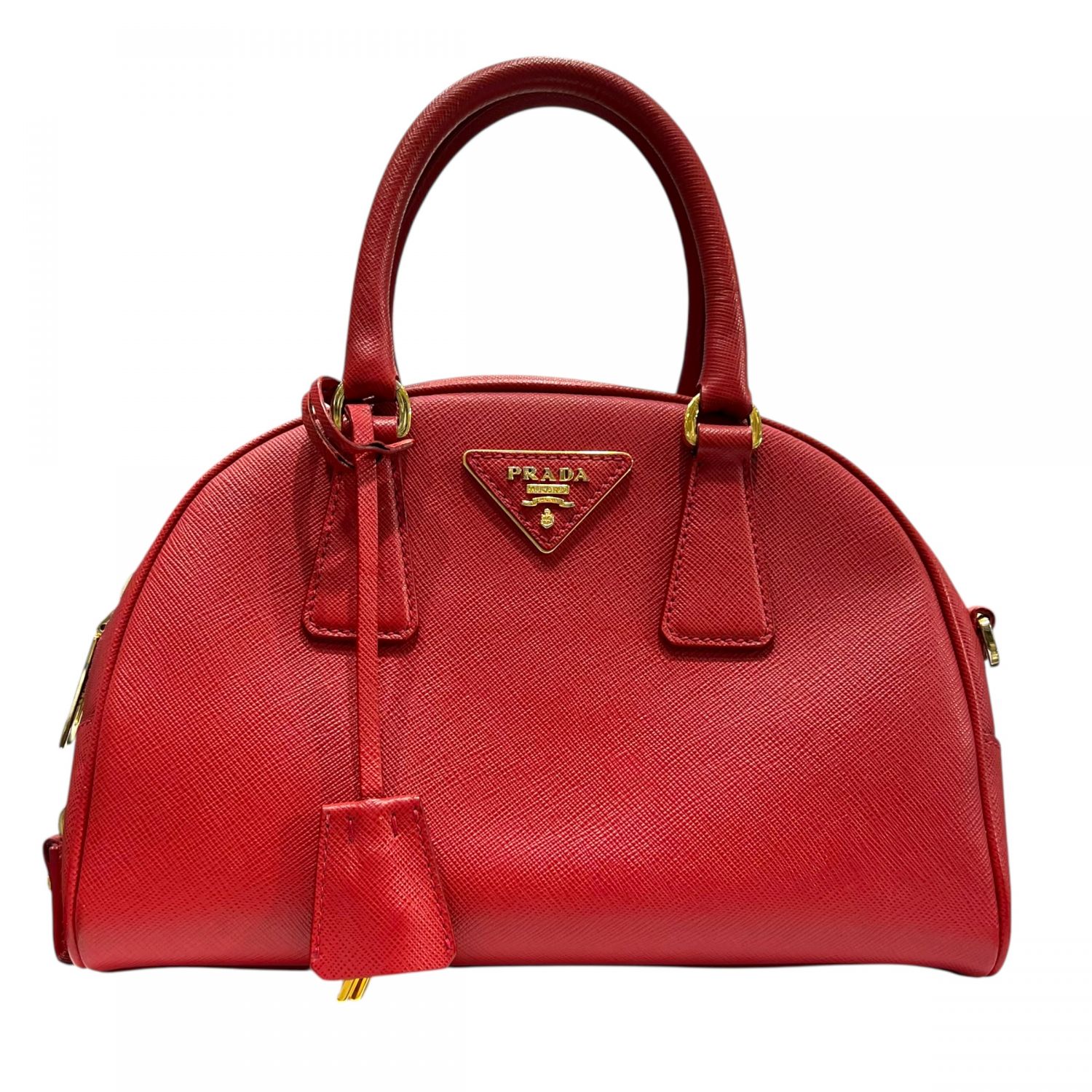 【中古】 PRADA プラダ BL0854 サフィアーノミニボストンバッグ 2Wayハンドバック 赤いこと レディース 26002661 SA