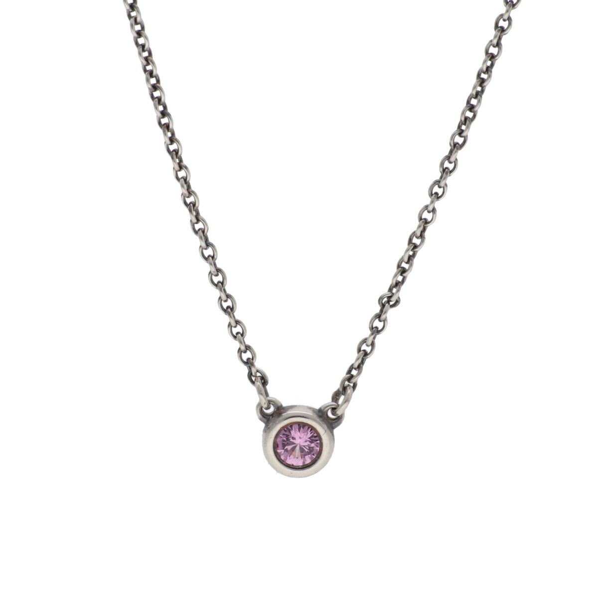 【中古】 Tiffany ＆ Co. ティファニー カラー バイ ザ ヤード ネックレス・ペンダント エルサ・ペレッティ 60017895 sv925　ピンク サファイヤ ペンダント　 25030526 LI｜歌舞伎屋 X シルバーバンク