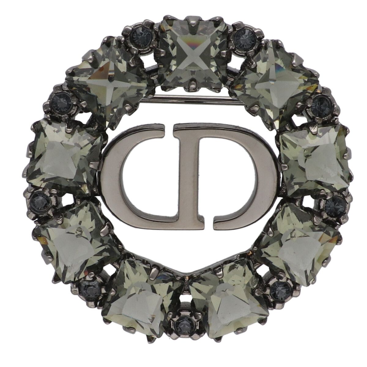 【中古】 Christian Dior ディオール Petit CD ロゴ サークル ラインストーンミニブローチ ディープグリーン ブラック クリスタル 26015902 MK｜歌舞伎屋 X シルバーバンク 33,020円