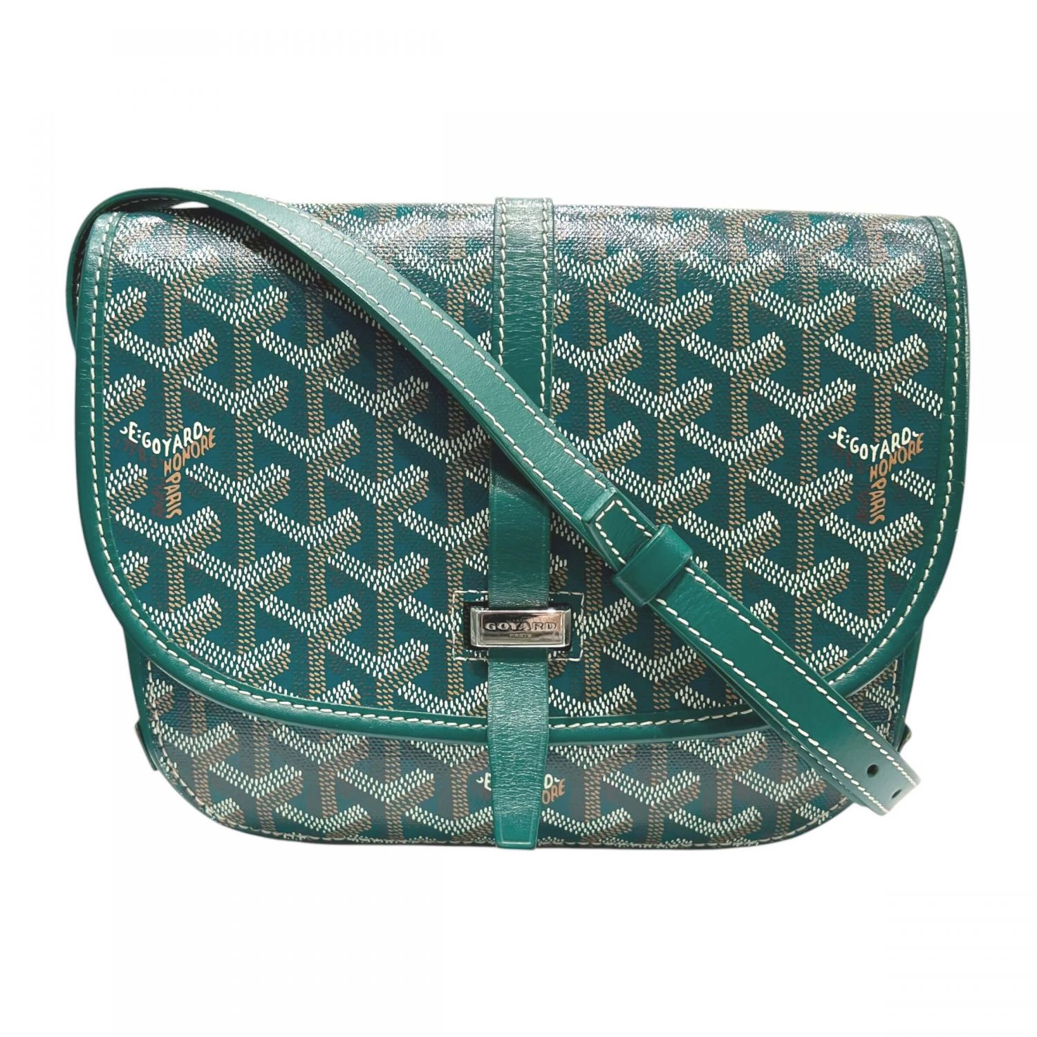 【中古】 GOYARD ゴヤール BELVE3PMLTY08CG08P ベルヴェデーレPM ショルダーバッグ ゴヤールディンキャンバス & デシーズトリヨンレザー グリーン シルバー金具26006608 SA