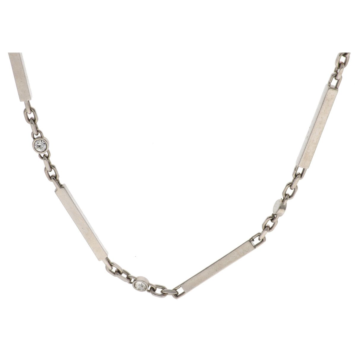 【中古】 Saint Laurent サンローラン クリスタルバーネックレス（メタル） ネックレスチェーン 777766Y15268162 クリスタルバーネックレス（メタル） 80cm シルバー 25006728 YM