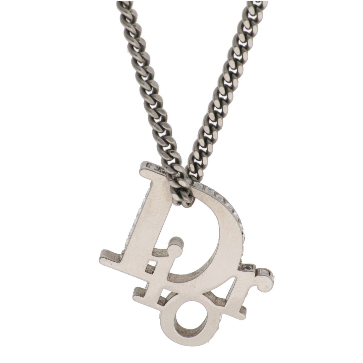 【中古】 Dior クリスチャンディオール オブ漏れる シャンデリヤ 首飾りN1284HOMMT_D000 しろがね色 ロゴタイプ 伝達ルート石ころ 26003189DS